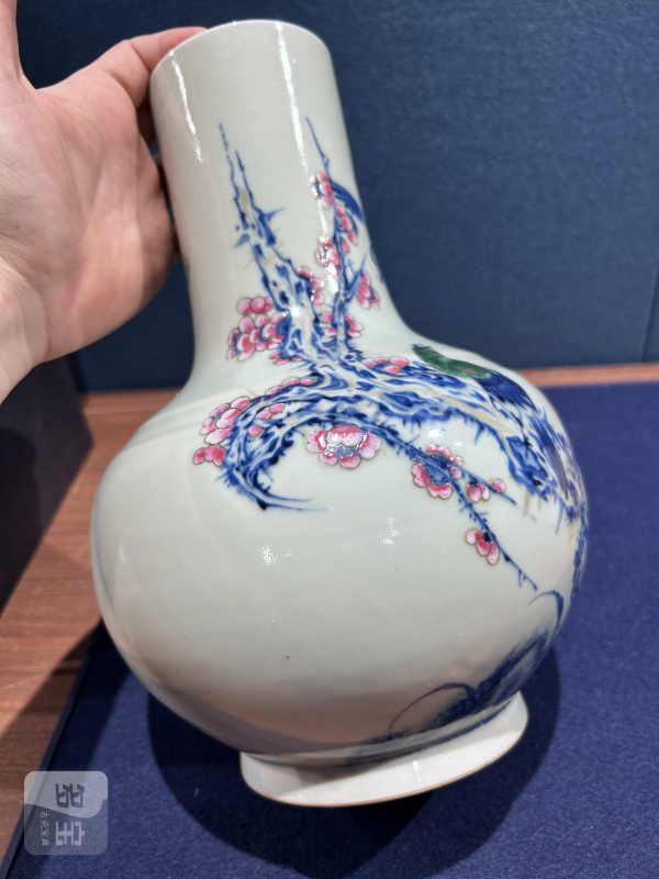 民国 青花加彩花鸟图瓶 - 图3